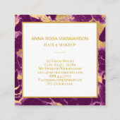 *~* Goldener Foil Glam Lila Marmor Modern Girly Lu Quadratische Visitenkarte (Rückseite)
