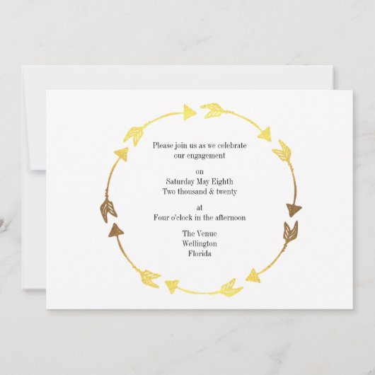 Goldener Foil Herzkloster Romantische Verlobung Einladung (Rückseite)