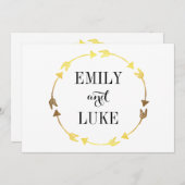 Goldener Foil Herzkloster Romantische Verlobung Einladung (Vorne/Hinten)