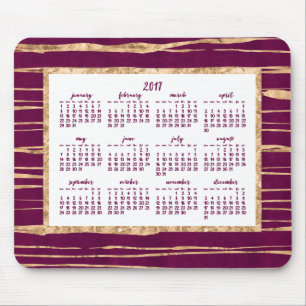 Goldener Foil Jährlicher Kalender 2017 Magenta-Mau Mousepad