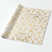 Goldener Foil & White Holly Winter Weihnachten Geschenkpapier (Ungerollt)