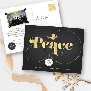 Goldener Frieden Und Taube Stylische Typografie Ge Feiertagspostkarte