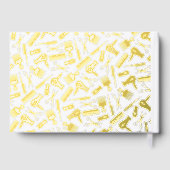 Goldener Friseur Pattern Friseur Salon Gästebuch (Rückseite)