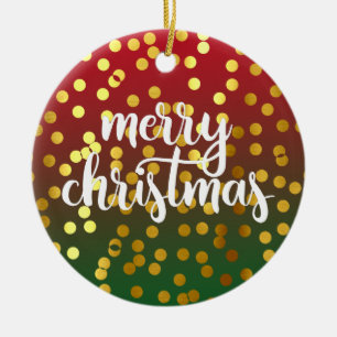 Goldener Frohe Weihnachten Polka Punkte Keramik We Ornament