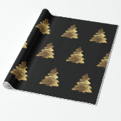 Goldener fröhlicher Weihnachtsbaum mit den Kerzen Geschenkpapier (Ungerollt)