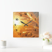 Goldener Frost Quadratische Wanduhr (Zuhause)
