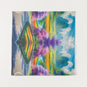 "Goldener Frühling - Landschaftliche Natur Wandteppich (Vorderseite (Horizontal))