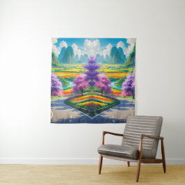 "Goldener Frühling - Landschaftliche Natur Wandteppich