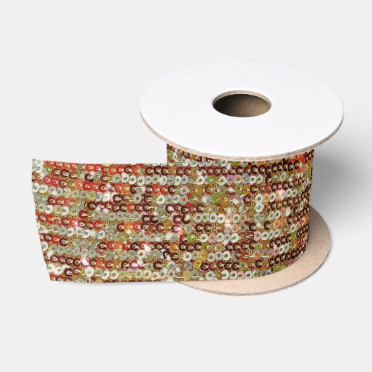 Goldener Funkel-Sequin-Muster Satinband (Spule)