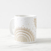 Goldener Funken Mandala Boho Chic Kaffeetasse (Vorderseite Links)