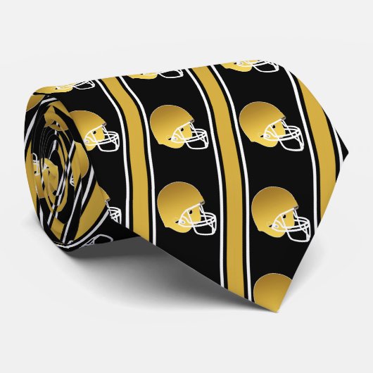 Goldener Fußballhelm mit goldenem/weißem Streifen Krawatte (Gerollt)