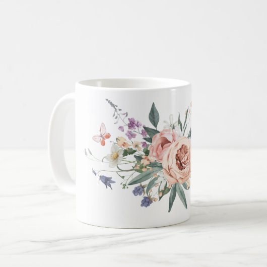 Goldener Garten | Chic Girly Blume Tasse (Vorderseite Links)