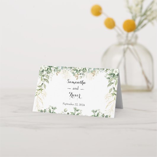 Goldener Garten: Hochzeitsfeiern in Luxe-Flora-Pla Platzkarte (Rückseite)