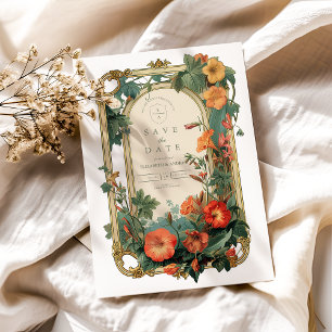 Goldener Gartenrahmen Florale Hochzeit Save The Date