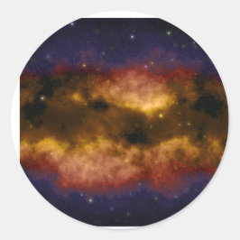 Goldener Gaswolkennebel mit Sternen Runder Aufkleber