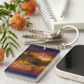 Goldener Gaswolkennebel mit Sternen Schlüsselanhänger (Vorderseite rechts)