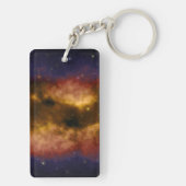 Goldener Gaswolkennebel mit Sternen Schlüsselanhänger (Rückseite)