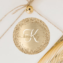 Goldener gebürsteter Metall-Glitter-Monogramm-Name