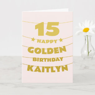 Goldener Geburtstag, 15 Jahre alt am 15., Individu Karte