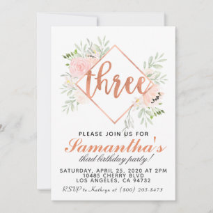 Goldener Geburtstag der dritten Rose Einladung