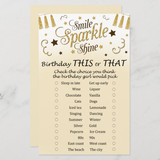 Goldener Geburtstag Dieses oder jenes Spiel (Vorne/Hinten)