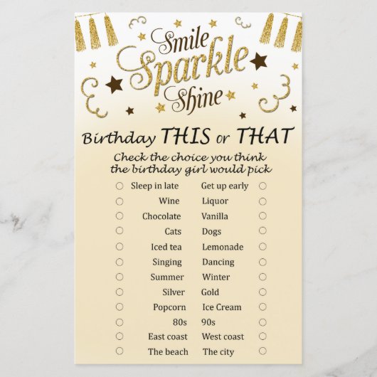 Goldener Geburtstag Dieses oder jenes Spiel (Vorderseite)