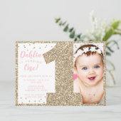 Goldener Geburtstag Einladung, Imitate Glitzer Einladung (Stehend Vorderseite)