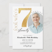 Goldener Geburtstag Einladung mit Foto (Vorderseite)