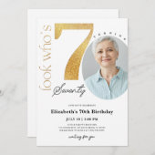 Goldener Geburtstag Einladung mit Foto (Vorne/Hinten)