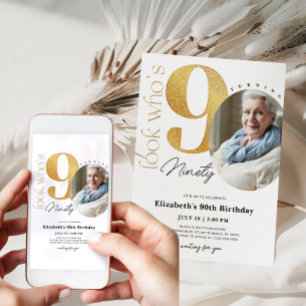 Goldener Geburtstag Einladung mit Foto