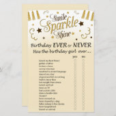 Goldener Geburtstag Ever oder Nie Game (Vorne/Hinten)