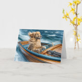 Goldener Geburtstag im alten Holzboot Karte (Gelbe Blume)