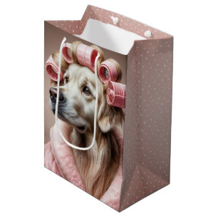 Goldener Geburtstag im Retriever in rosa Haare Cur Mittlere Geschenktüte