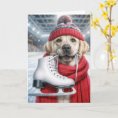 Goldener Geburtstag Retriever mit Eis-Skate Karte (Gelbe Blume)