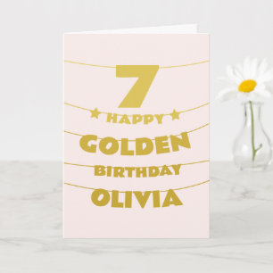 Goldener Geburtstag, werde am 7. 7 Jahre alt, indi Karte