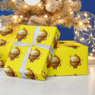 Goldener Geburtstagsballon Geschenkpapier