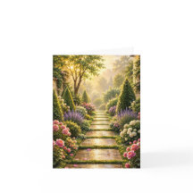 Goldener Geheimgartenweg Florale Grußkarte