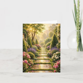 Goldener Geheimgartenweg Florale Grußkarte Karte