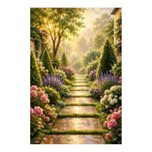 Goldener Geheimgartenweg Ölmalerei Poster