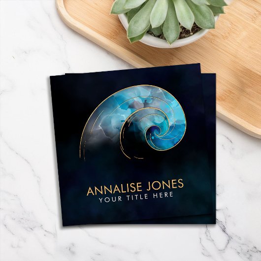 Goldener Geist - Heilige Geometrie - Aquarellfarbe Quadratische Visitenkarte