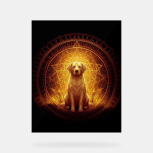 Goldener Geist Hund innerhalb der Heiligen Geometr Acrylschild
