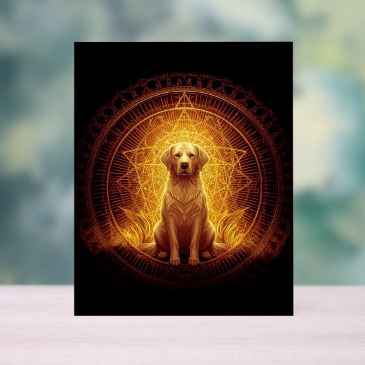Goldener Geist Hund innerhalb der Heiligen Geometr Acrylschild (Neutral)