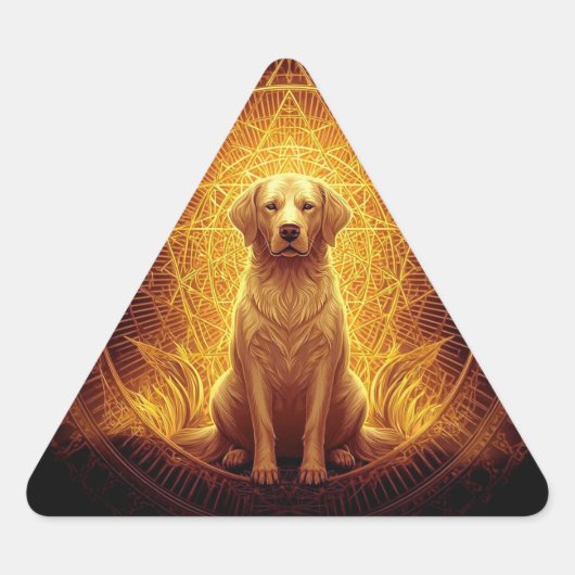 Goldener Geist Hund innerhalb der Heiligen Geometr Dreieckiger Aufkleber (Vorderseite)