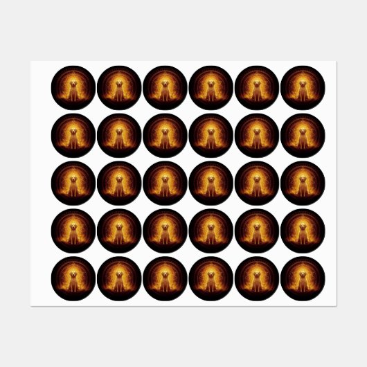 Goldener Geist Hund innerhalb der Heiligen Geometr Etiketten (Blatt)