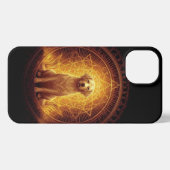 Goldener Geist Hund innerhalb der Heiligen Geometr iPhone Hülle (Rückseite (Horizontal))