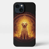 Goldener Geist Hund innerhalb der Heiligen Geometr iPhone Hülle (Rückseite)