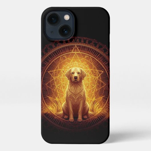 Goldener Geist Hund innerhalb der Heiligen Geometr iPhone Hülle (Rückseite)