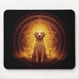 Goldener Geist Hund innerhalb der Heiligen Geometr Mousepad