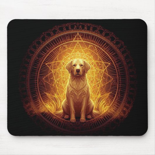 Goldener Geist Hund innerhalb der Heiligen Geometr Mousepad (Vorne)