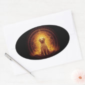 Goldener Geist Hund innerhalb der Heiligen Geometr Ovaler Aufkleber (Umschlag)